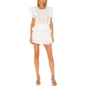 LoveShackFancy White Ruffle Mini Dress
